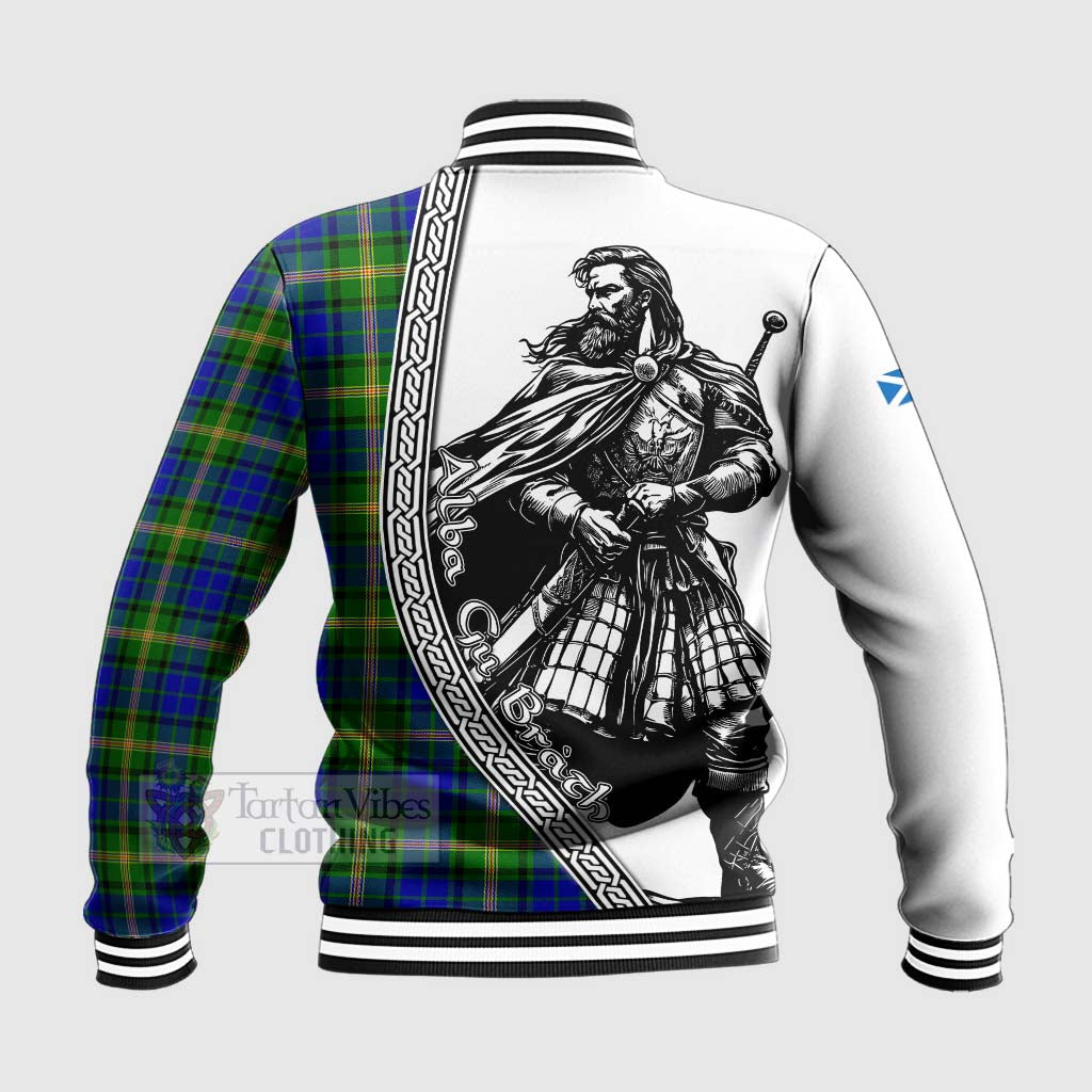 Tartan Vibes Clothing Maitland Tartan Clan Crest Baseball Jacket with Highlander Warrior Celtic Style