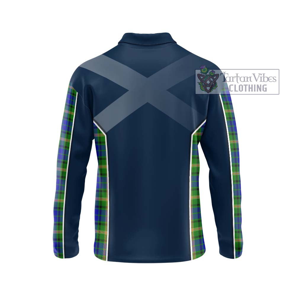 Maitland Tartan Long Sleeve Polo Shirt with Family Crest and Lion Rampant Vibes Sport Style - Tartan Vibes Clothing