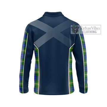 Maitland Tartan Long Sleeve Polo Shirt with Family Crest and Lion Rampant Vibes Sport Style