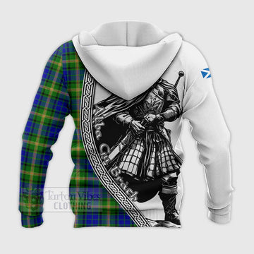 Maitland Tartan Clan Crest Knitted Hoodie with Highlander Warrior Celtic Style