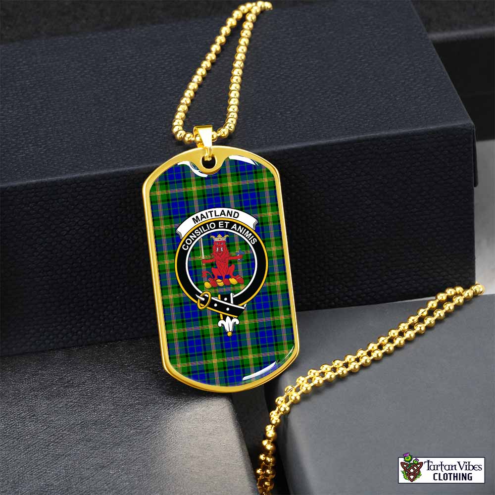 Tartan Vibes Clothing Maitland Tartan Dog Tag Necklace with Family Crest