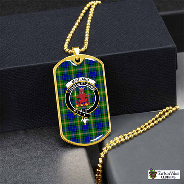 Maitland Tartan Dog Tag Necklace with Family Crest