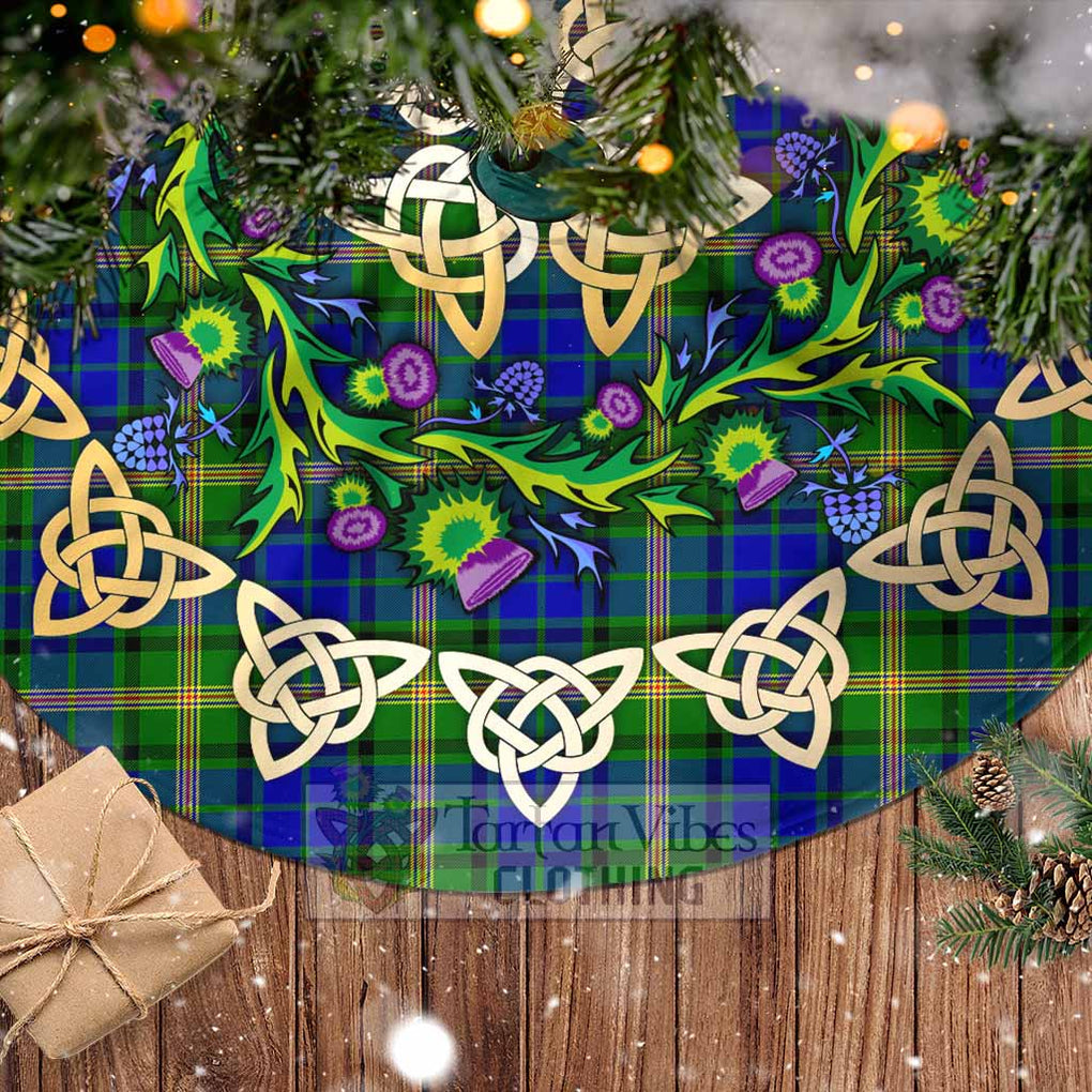 Tartan Vibes Clothing Maitland Tartan Christmas Tree Skirt with Thistle Celtic Knot Style