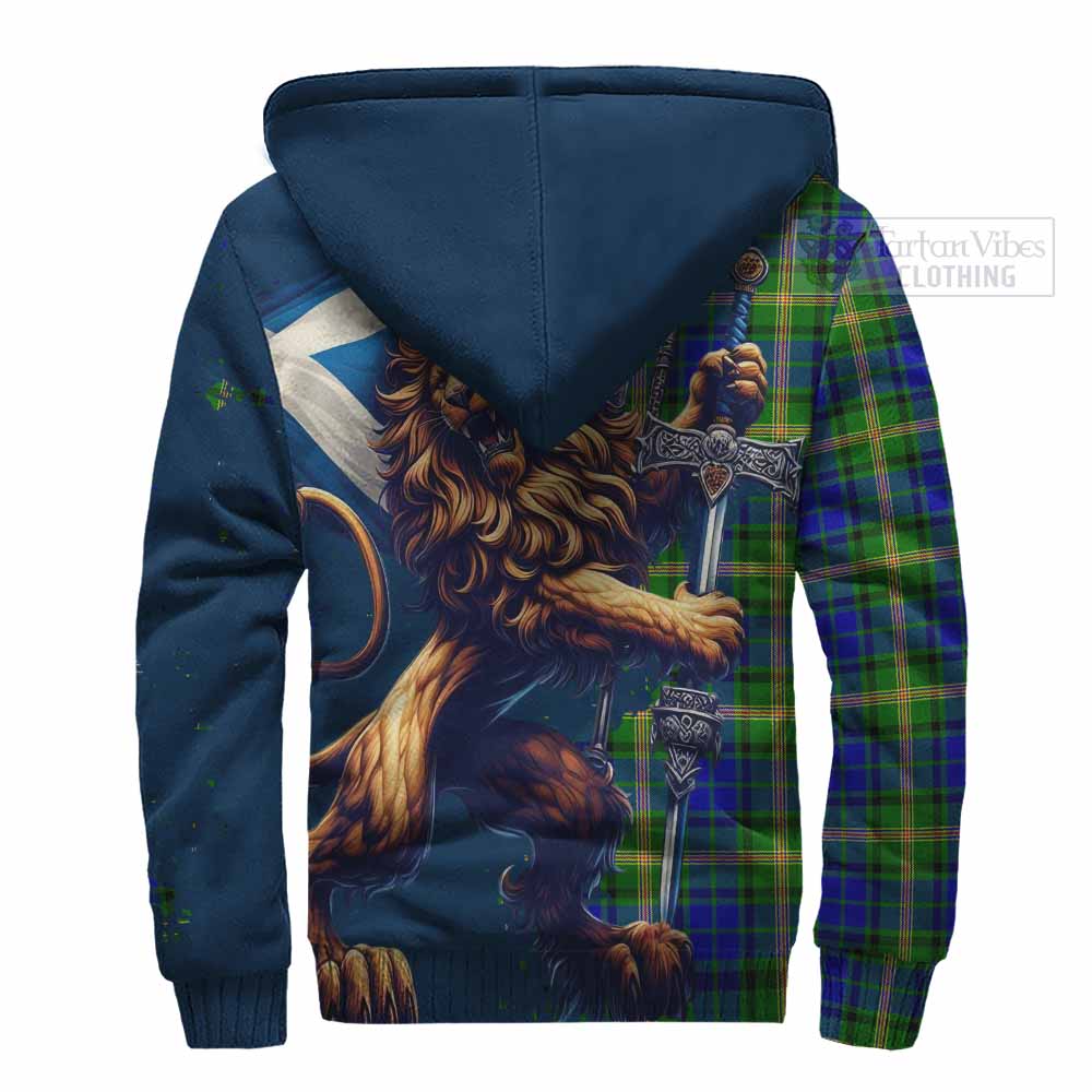 Tartan Vibes Clothing Maitland Tartan Family Crest Sherpa Hoodie with Scottish Majestic Lion