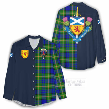 Maitland Tartan Women's Casual Shirt Alba with Scottish Lion Royal Arm Half Style