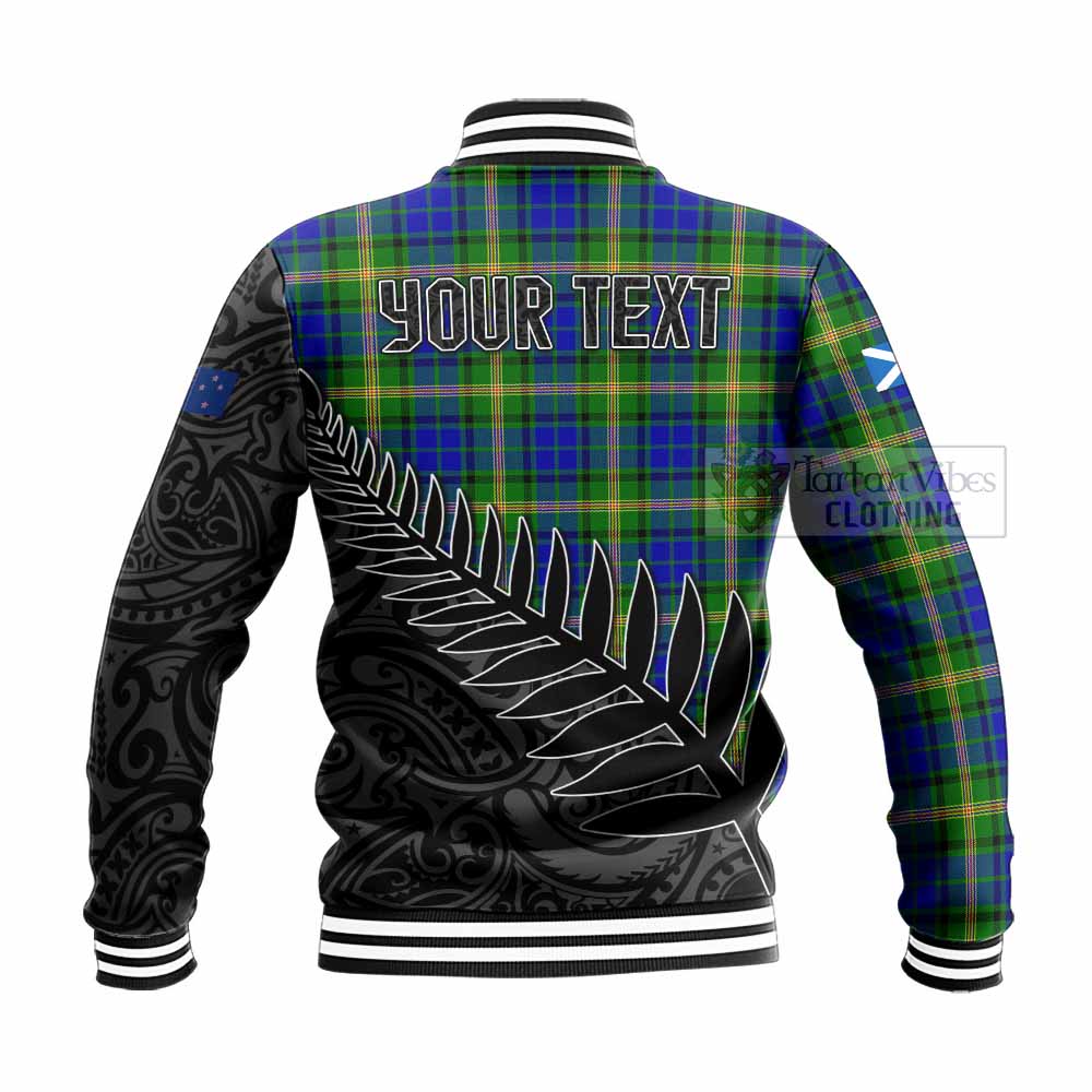 Tartan Vibes Clothing Maitland Crest Tartan Baseball Jacket with New Zealand Silver Fern Half Style