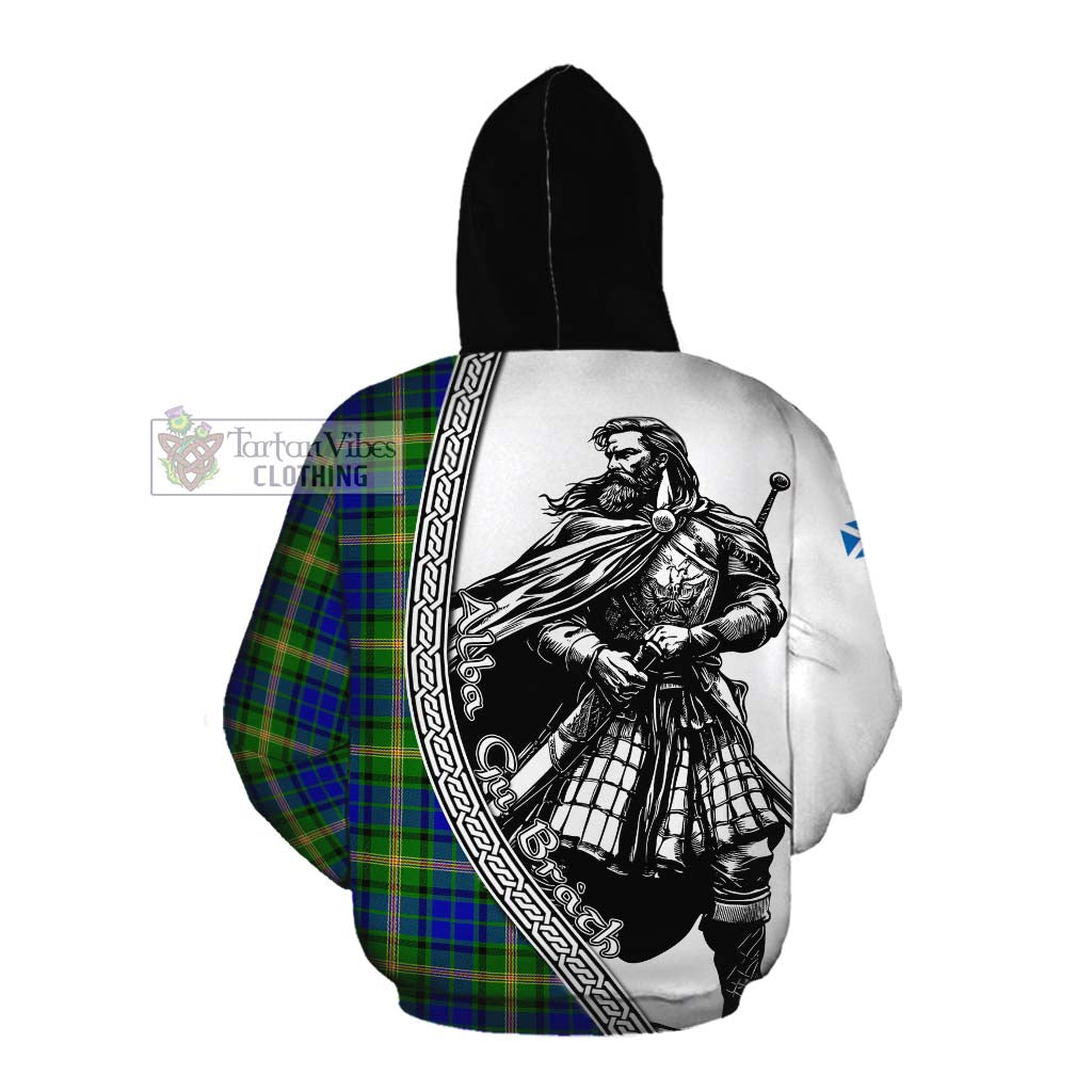 Tartan Vibes Clothing Maitland Tartan Clan Crest Cotton Hoodie with Highlander Warrior Celtic Style