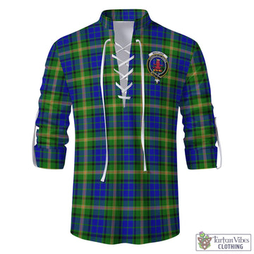 Maitland Tartan Men's Scottish Traditional Jacobite Ghillie Kilt Shirt with Family Crest