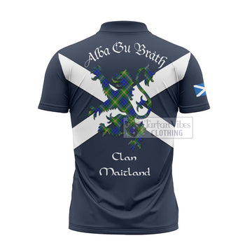 Maitland Tartan Lion Rampant Zipper Polo Shirt Proudly Display Your Heritage with Alba Gu Brath and Clan Name