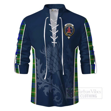 Maitland Tartan Ghillie Kilt Shirt with Family Crest and Scottish Thistle Vibes Sport Style