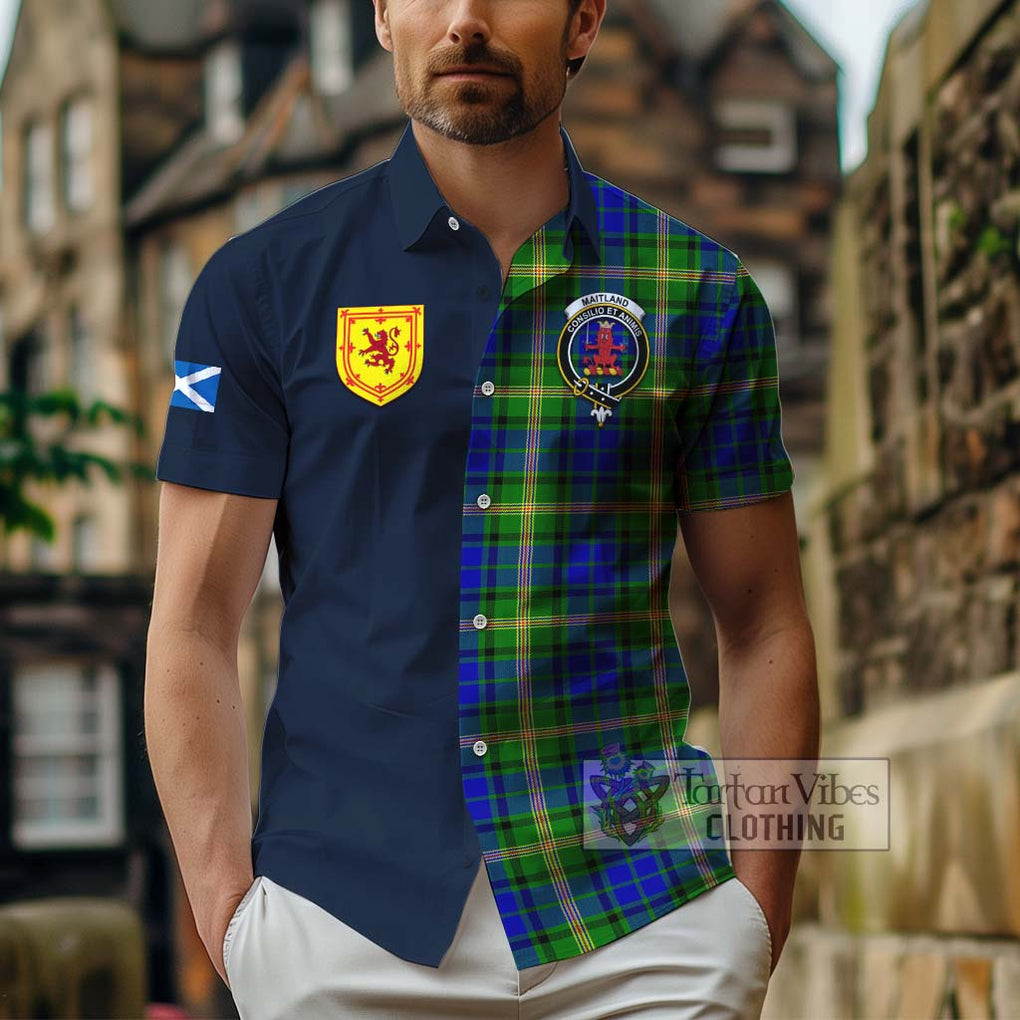 Tartan Vibes Clothing Maitland Tartan Short Sleeve Button Shirt with Scottish Lion Royal Arm Half Style