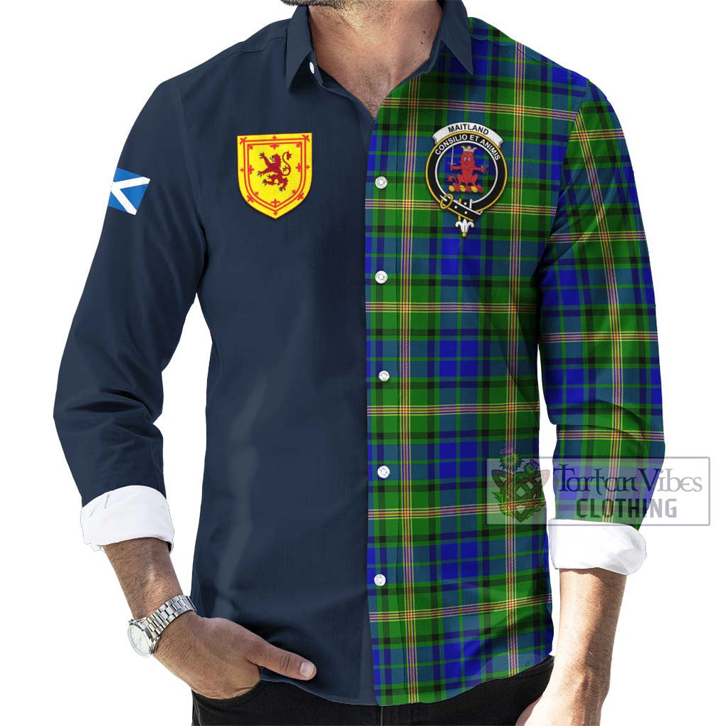 Tartan Vibes Clothing Maitland Tartan Long Sleeve Button Shirt with Scottish Lion Royal Arm Half Style