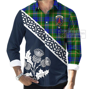 Maitland Tartan Long Sleeve Button Shirt Featuring Thistle and Scotland Map