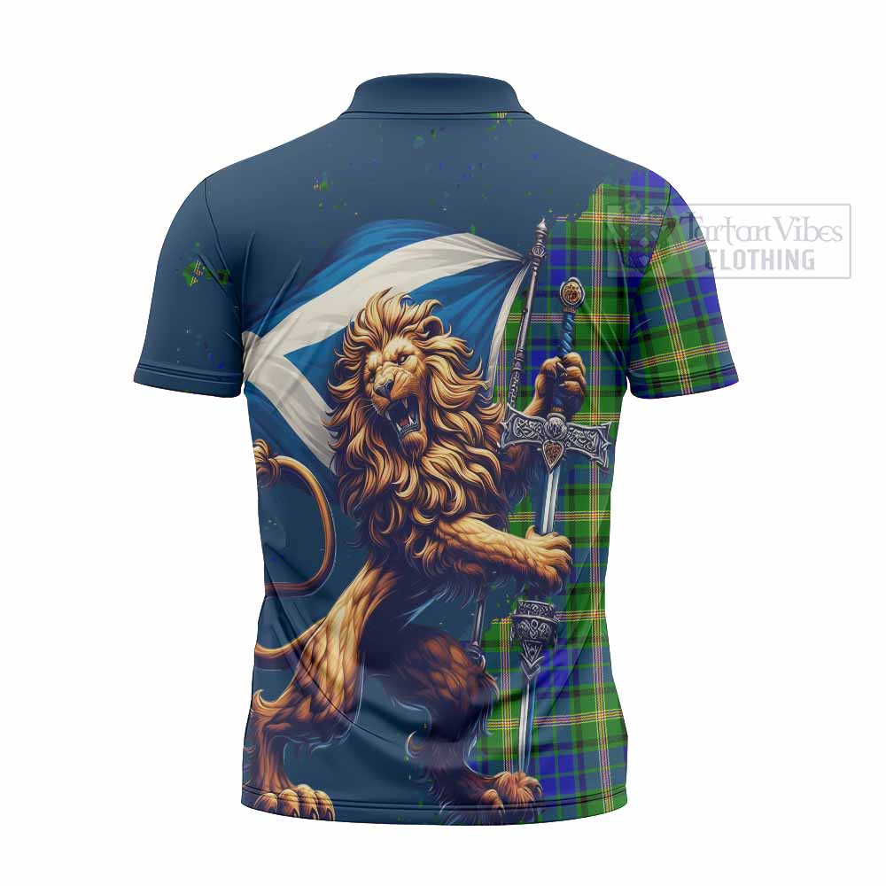 Tartan Vibes Clothing Maitland Tartan Family Crest Zipper Polo Shirt with Scottish Majestic Lion