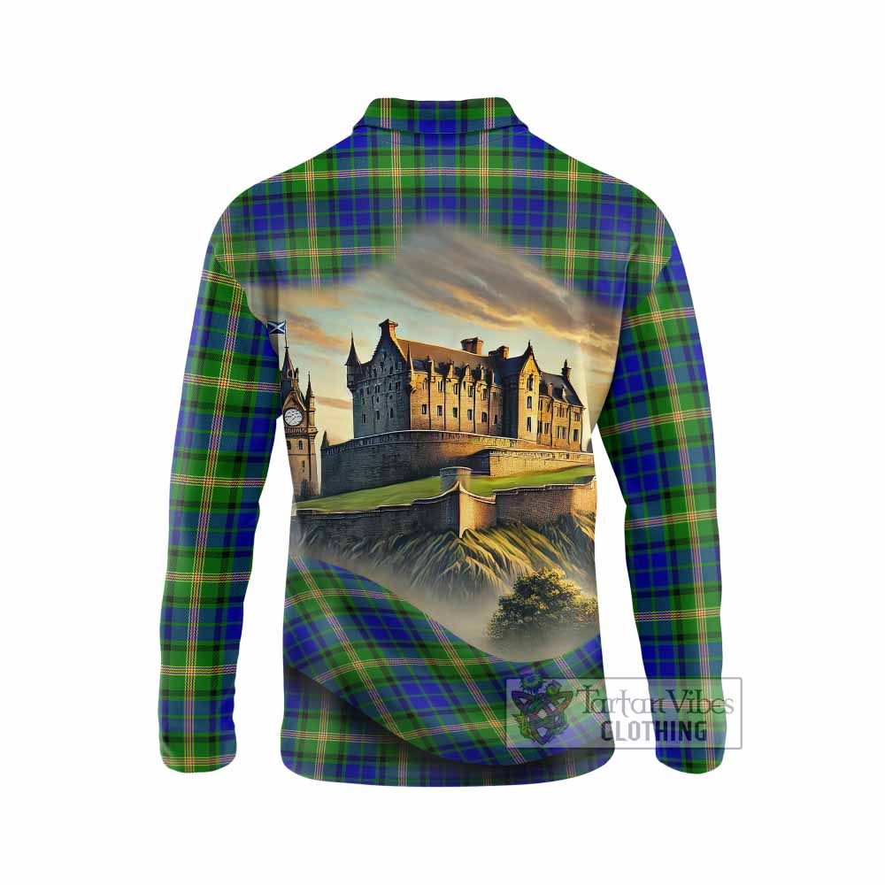 Maitland Tartan Family Crest Long Sleeve Polo Shirt with Scottish Ancient Castle Style - Tartan Vibes Clothing