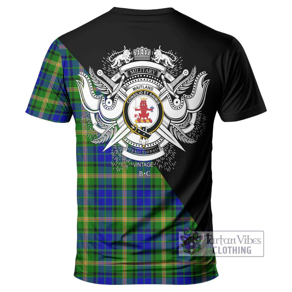 Maitland Tartan T-Shirt with Family Crest and Military Logo Style - Tartanvibesclothing Shop