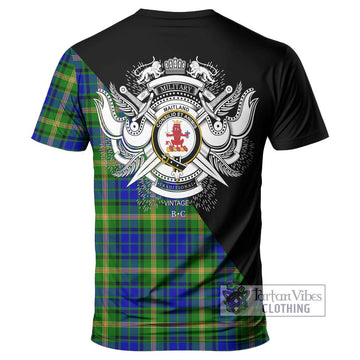 Maitland Tartan T-Shirt with Family Crest and Military Logo Style