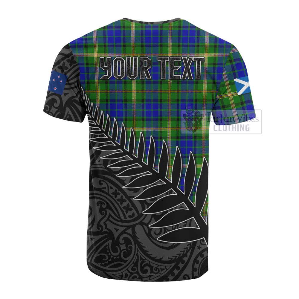 Tartan Vibes Clothing Maitland Crest Tartan Cotton T-shirt with New Zealand Silver Fern Half Style