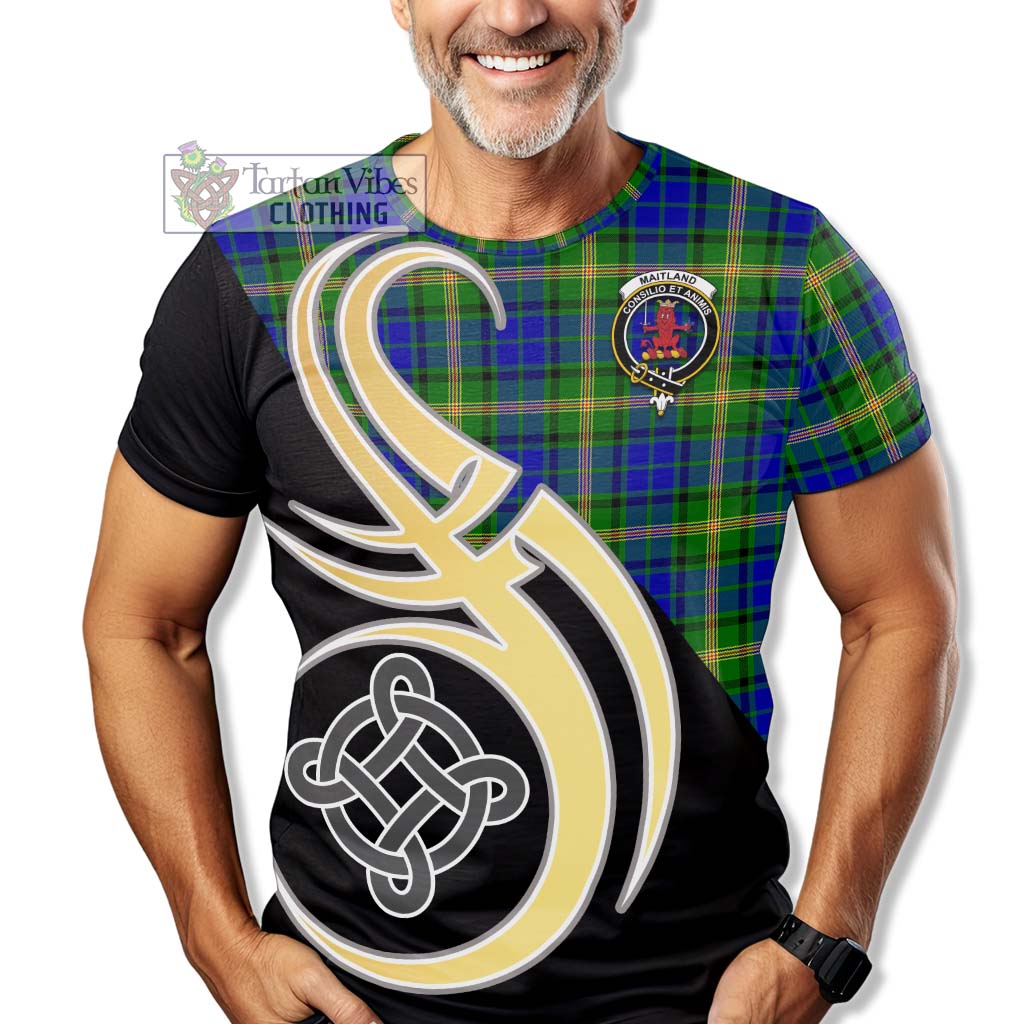 Tartan Vibes Clothing Maitland Tartan T-Shirt with Family Crest and Celtic Symbol Style