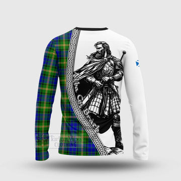 Maitland Tartan Clan Crest Long Sleeve T-Shirt with Highlander Warrior Celtic Style