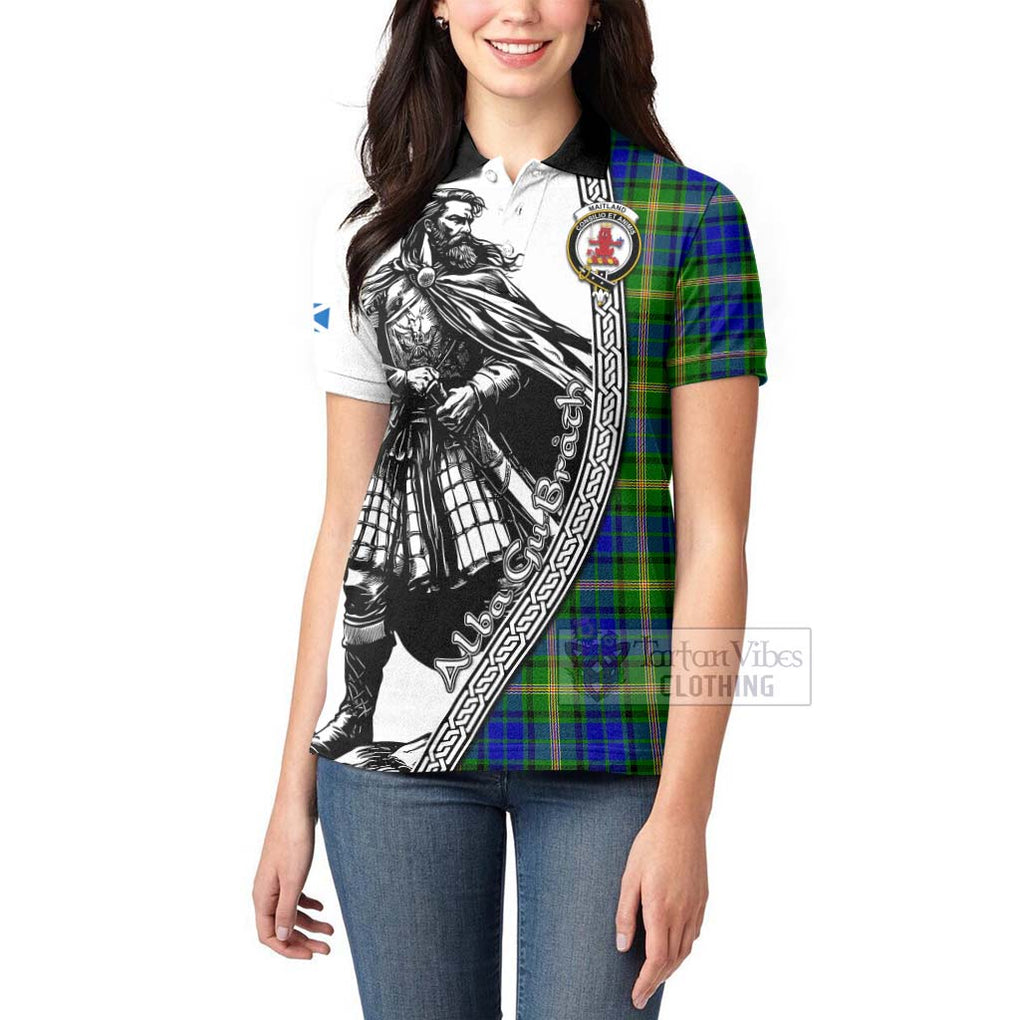 Tartan Vibes Clothing Maitland Tartan Clan Crest Women's Polo Shirt with Highlander Warrior Celtic Style