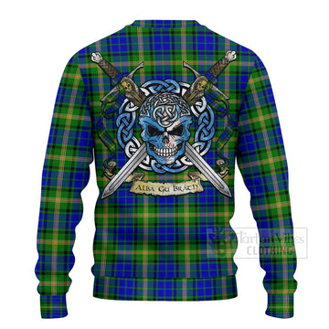 Maitland Tartan Ugly Sweater with Family Crest Celtic Skull Style