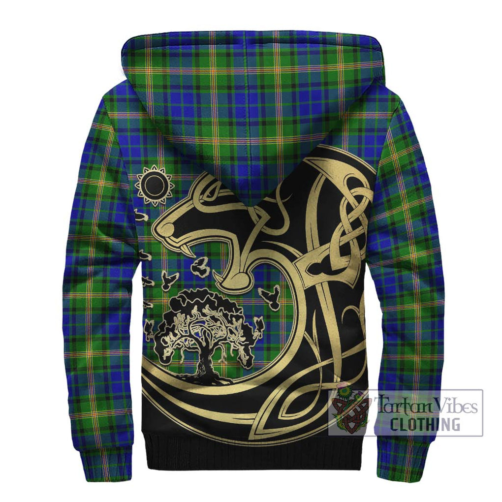 Maitland Tartan Sherpa Hoodie with Family Crest Celtic Wolf Style - Tartan Vibes Clothing