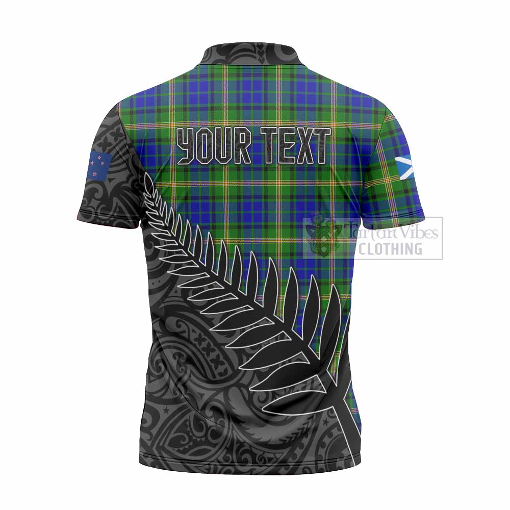 Tartan Vibes Clothing Maitland Crest Tartan Zipper Polo Shirt with New Zealand Silver Fern Half Style