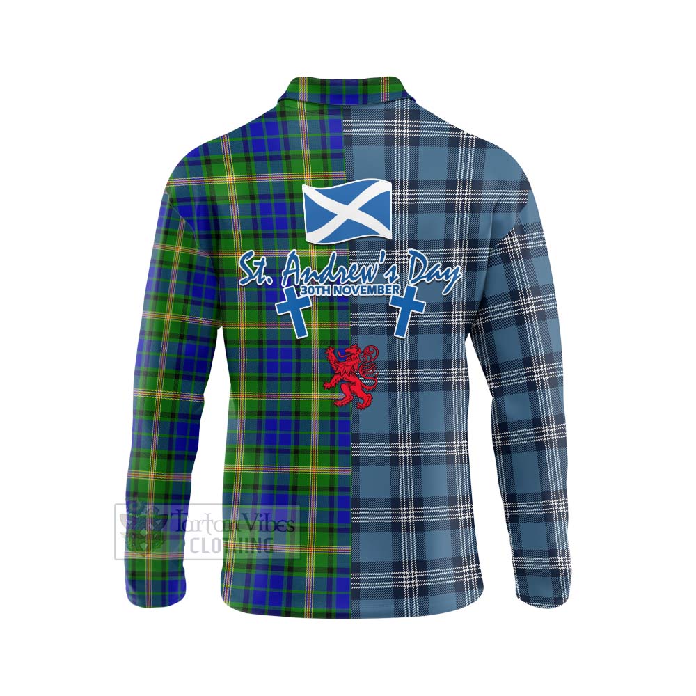 Tartan Vibes Clothing Maitland Tartan Long Sleeve Polo Shirt Happy St. Andrew's Day Half Tartan Style