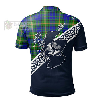 Maitland Tartan Polo Shirt Featuring Thistle and Scotland Map