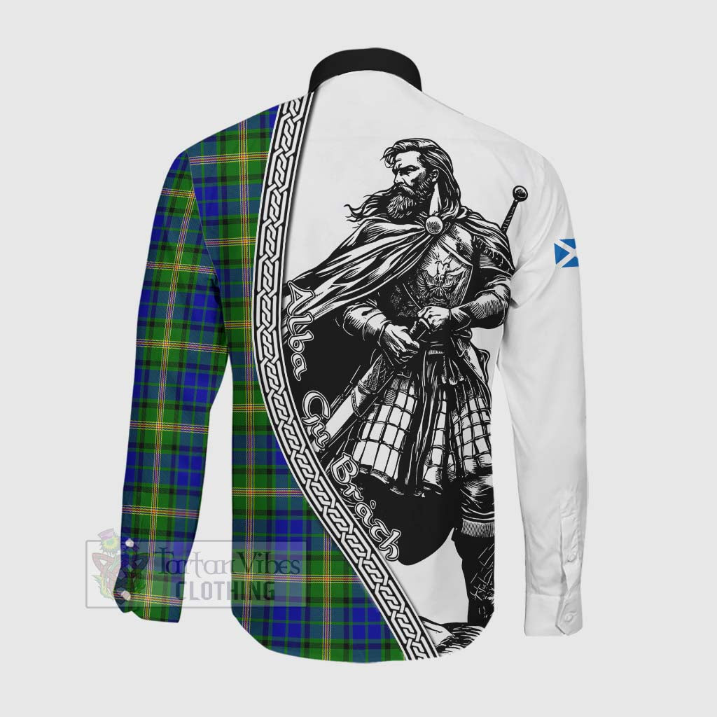 Tartan Vibes Clothing Maitland Tartan Clan Crest Long Sleeve Button Shirt with Highlander Warrior Celtic Style