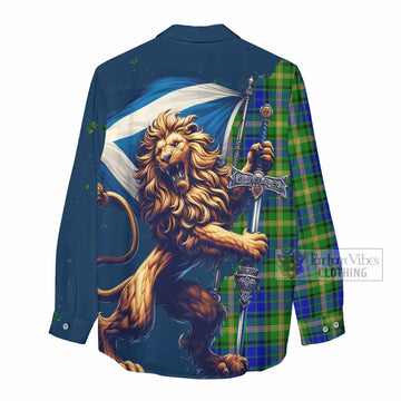 Maitland Tartan Family Crest Women's Casual Shirt with Scottish Majestic Lion