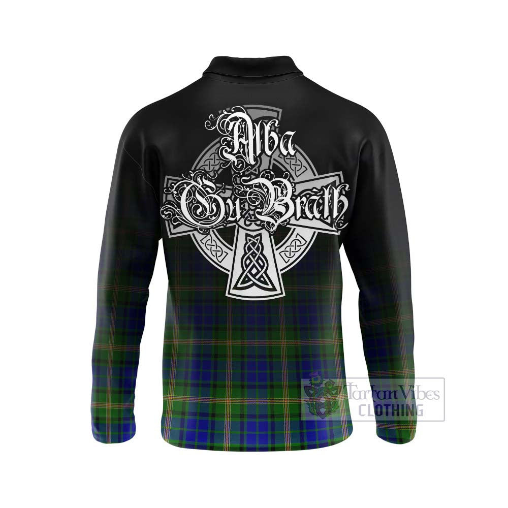 Tartan Vibes Clothing Maitland Tartan Long Sleeve Polo Shirt Featuring Alba Gu Brath Family Crest Celtic Inspired