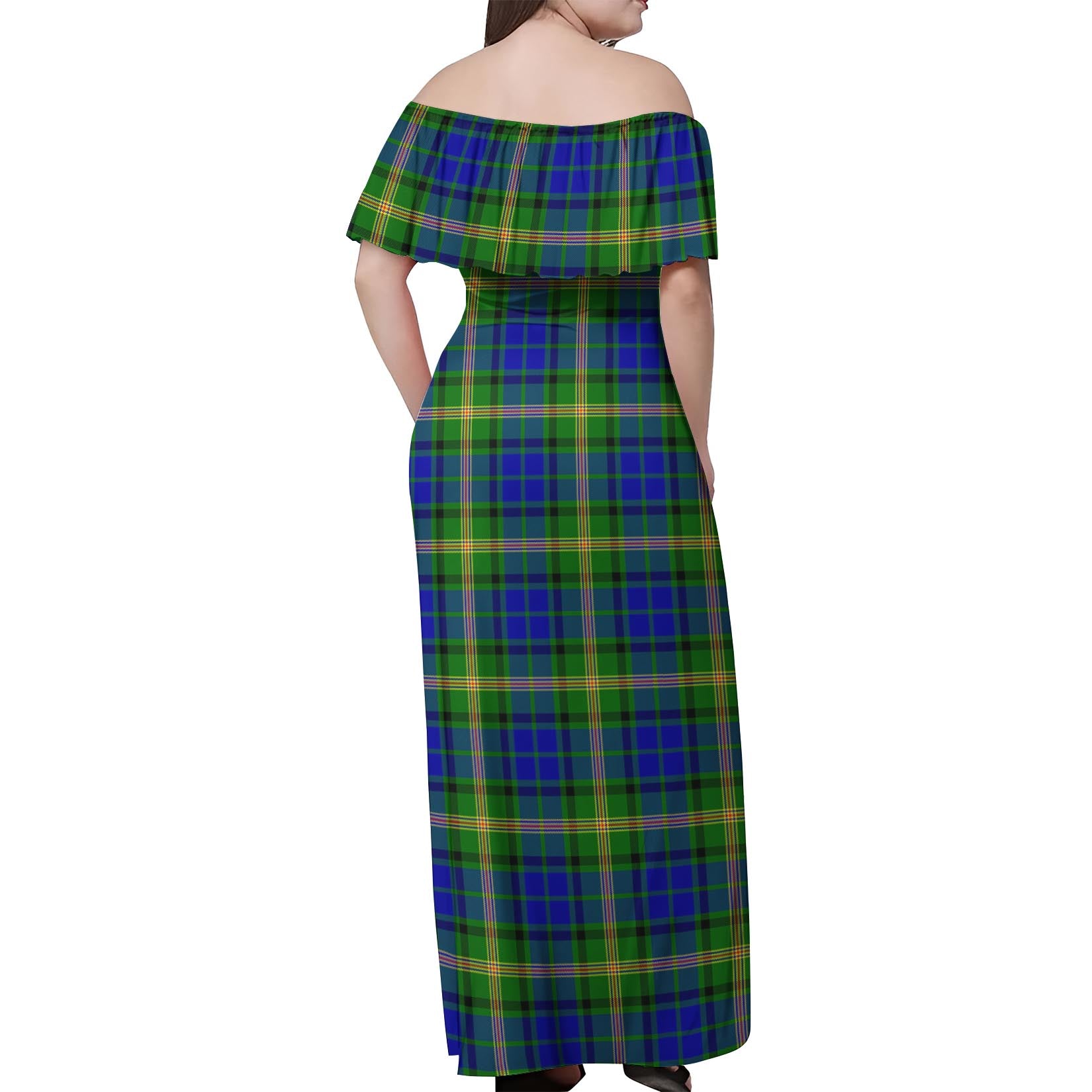 Maitland Tartan Off Shoulder Long Dress - Tartanvibesclothing