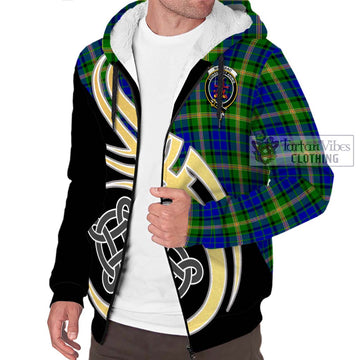 Maitland Tartan Sherpa Hoodie with Family Crest and Celtic Symbol Style