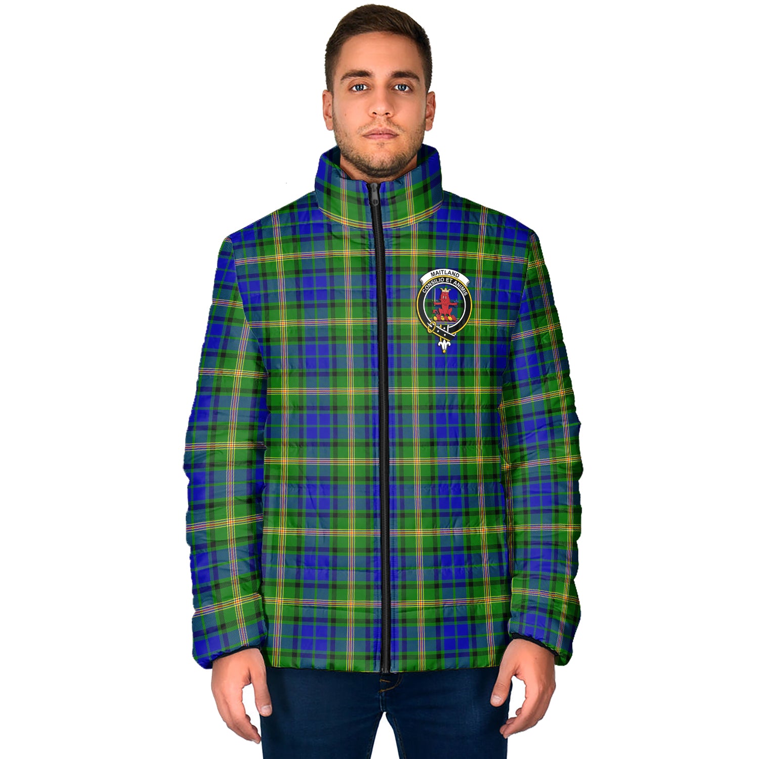 Maitland Tartan Padded Jacket with Family Crest - Tartan Vibes Clothing