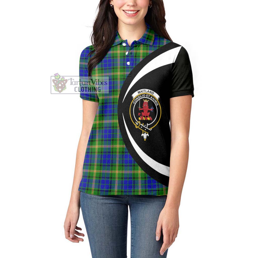 Maitland Tartan Women's Polo Shirt with Family Crest Circle Style - Tartan Vibes Clothing