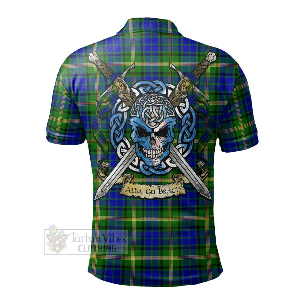 Tartan Vibes Clothing Maitland Tartan Polo Shirt with Family Crest Celtic Skull Style