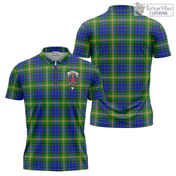 Maitland Tartan Zipper Polo Shirt with Family Crest