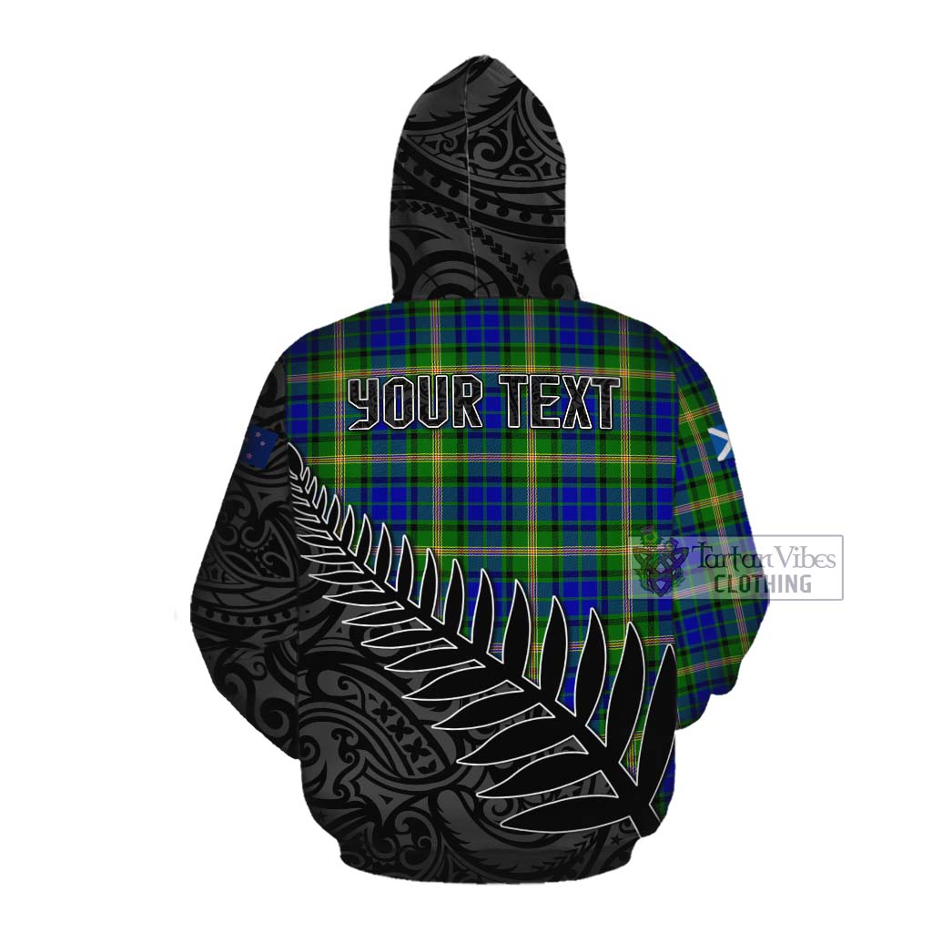 Tartan Vibes Clothing Maitland Crest Tartan Cotton Hoodie with New Zealand Silver Fern Half Style