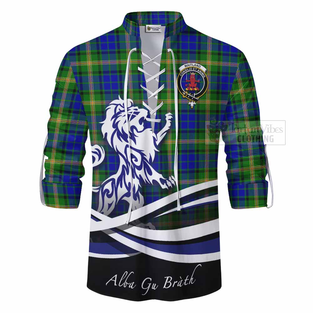 Tartan Vibes Clothing Maitland Tartan Ghillie Kilt Shirt with Alba Gu Brath Regal Lion Emblem