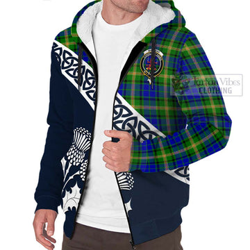 Maitland Tartan Sherpa Hoodie Featuring Thistle and Scotland Map