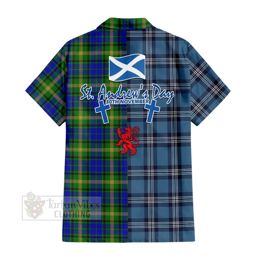 Tartan Vibes Clothing Maitland Tartan Short Sleeve Button Shirt Happy St. Andrew's Day Half Tartan Style