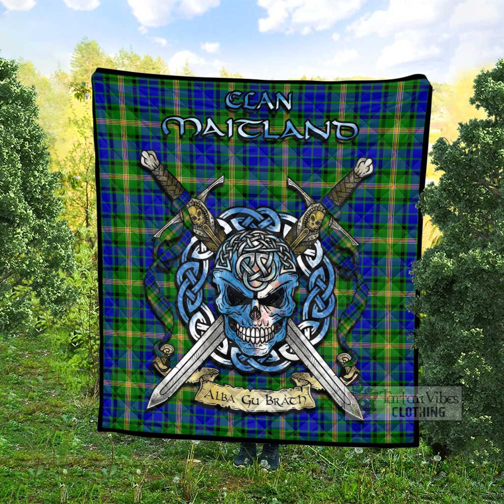 Tartan Vibes Clothing Maitland Tartan Quilt with Celtic Skull Alba Gu Brath Style