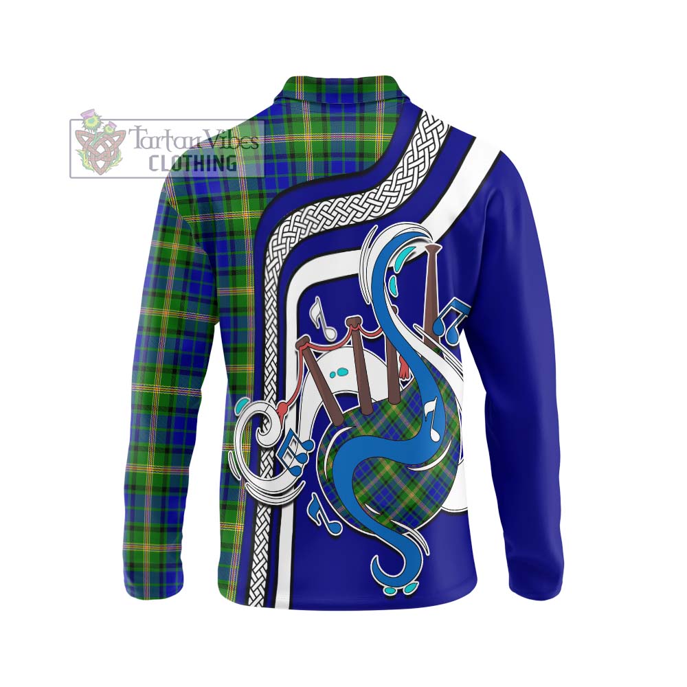 Tartan Vibes Clothing Maitland Tartan Long Sleeve Polo Shirt with Epic Bagpipe Style