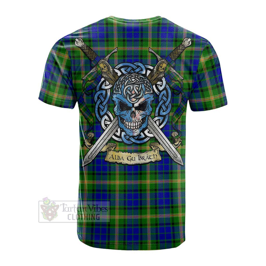 Tartan Vibes Clothing Maitland Tartan Cotton T-shirt with Family Crest Celtic Skull Style