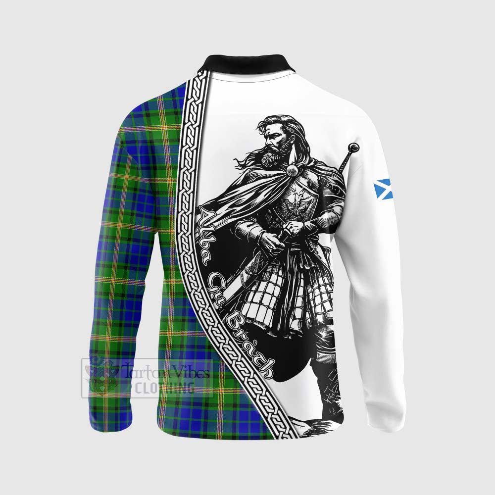 Tartan Vibes Clothing Maitland Tartan Clan Crest Long Sleeve Polo Shirt with Highlander Warrior Celtic Style