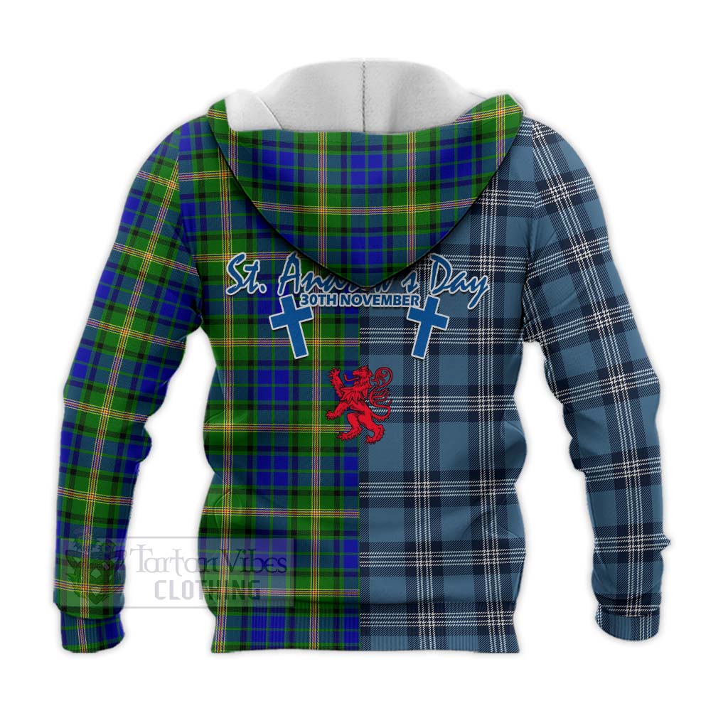 Tartan Vibes Clothing Maitland Tartan Knitted Hoodie Happy St. Andrew's Day Half Tartan Style