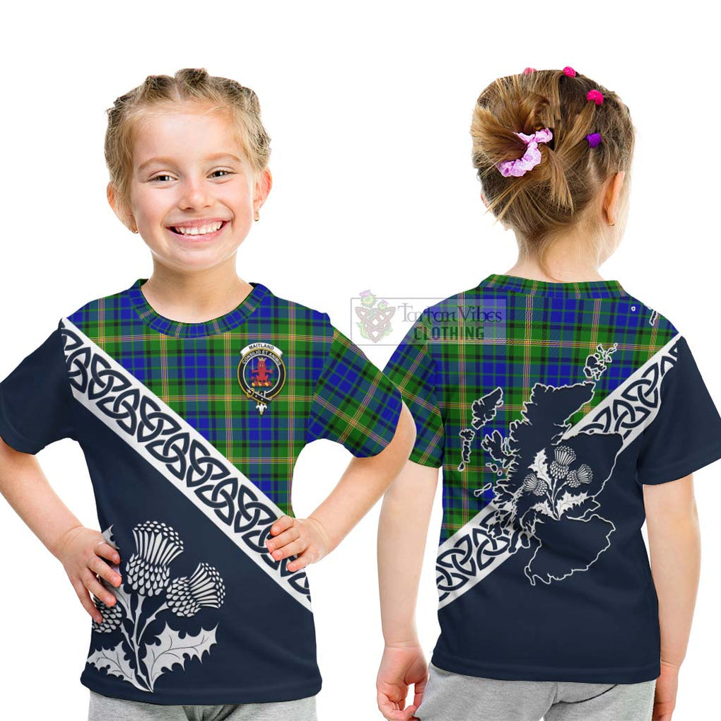 Tartan Vibes Clothing Maitland Tartan Kid T-Shirt Featuring Thistle and Scotland Map