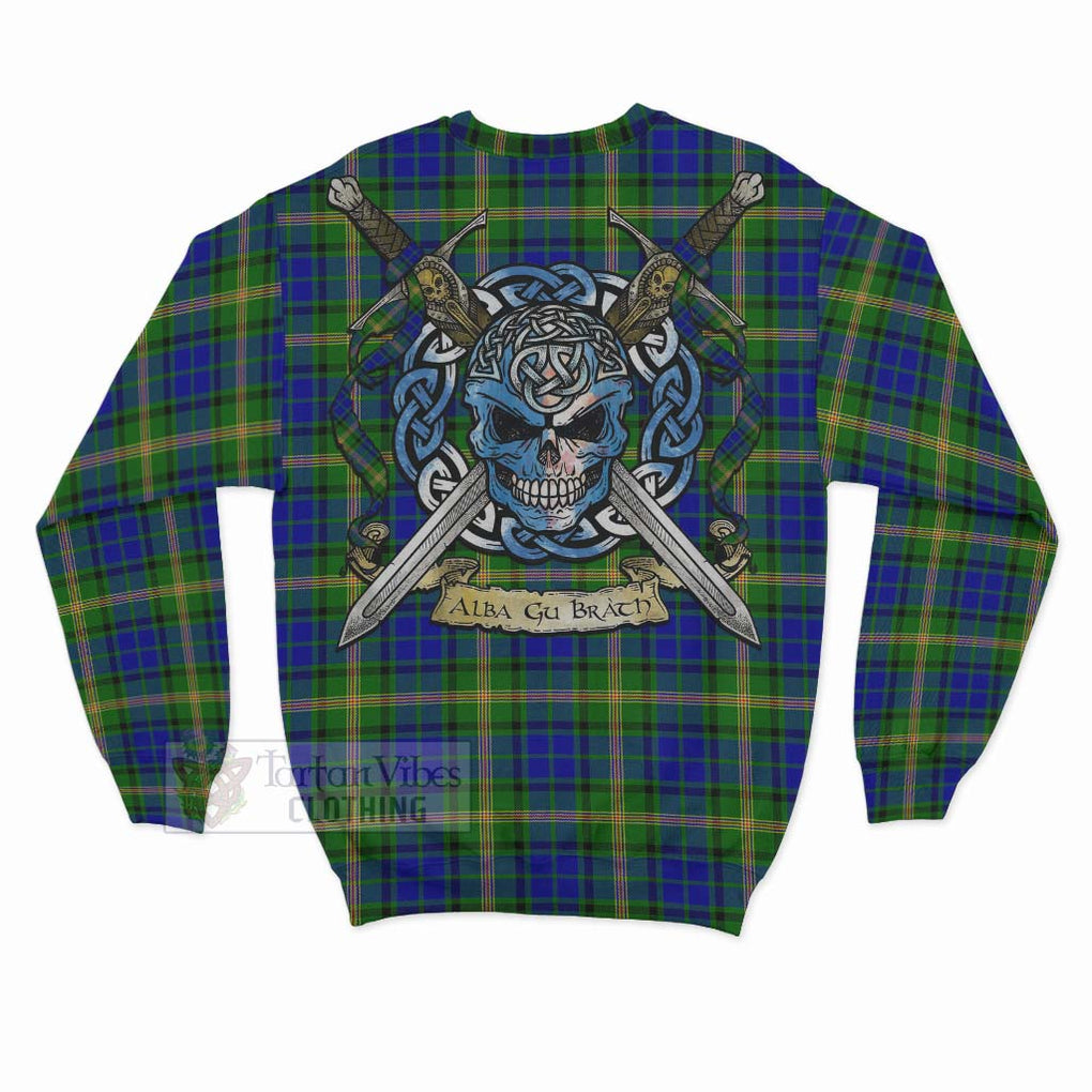 Tartan Vibes Clothing Maitland Tartan Sweatshirt with Family Crest Celtic Skull Style